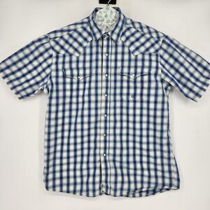 Roper Shirt Mens Large Pearl Snap Western‎ Plaid Short Sleeve Rodeo L
